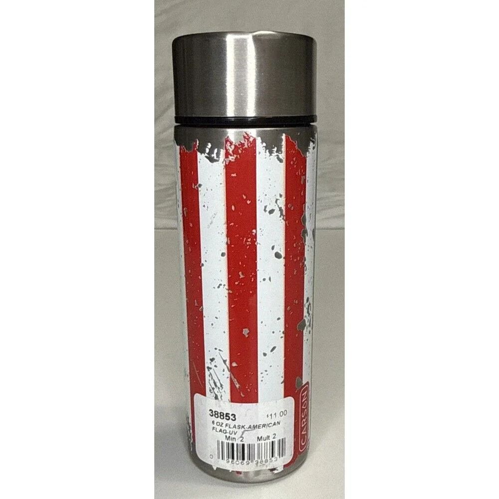 Carson 6 Oz Flask American Flag Pocket Size *small flaw NWT